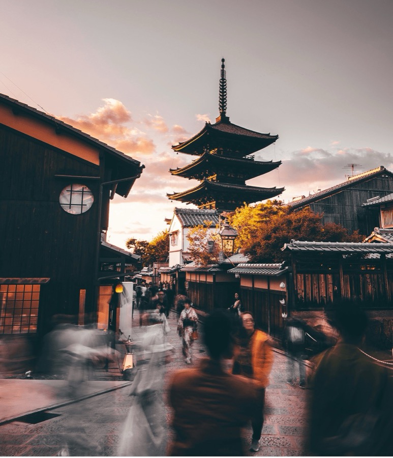 Kyoto street at dusk