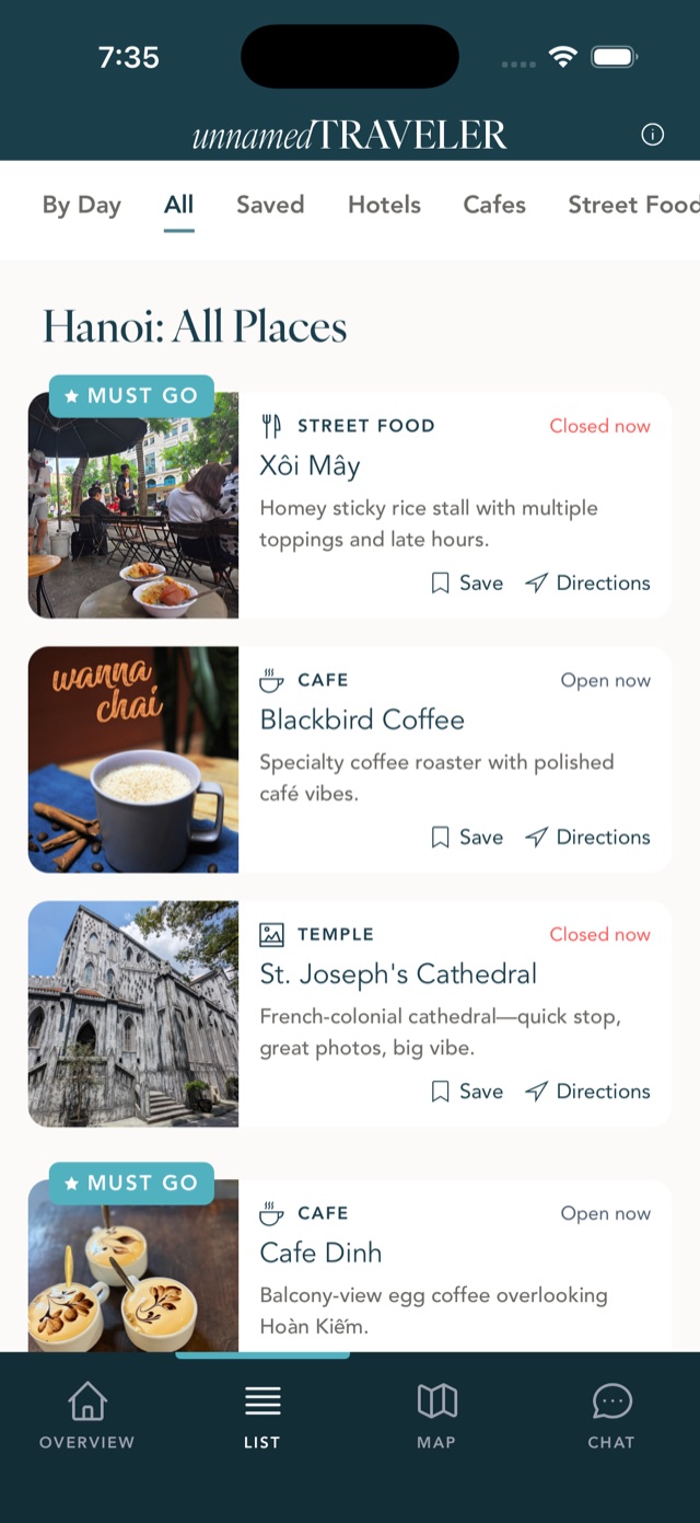 Hanoi browse-by-category screen in the app